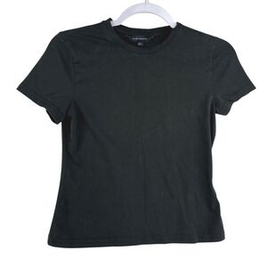 Club Monaco Womens Black Short Sleeve Crew Neck Cotton Stretch T-Shirt Size M